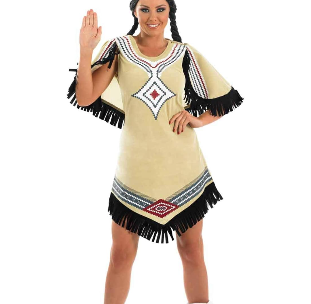 fun shack Native American Costume Women, Native American Dress for Women, Warrior Princess Costume Women L