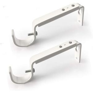 Curtain Rod Brackets Heavy Duty Drapery Hardware Adjustable Rod Holders for 7/8 or 1 Inch Rods, Set of 3 (White, fits rods up to 1 inch)
