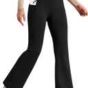 Heathyoga Fleece Lined Pants Women Yoga Pants with Pockets for Women Thermal Pants High Waist Flare Leggings for Winter (Black, L)