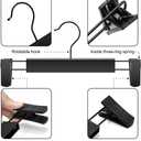 GUANJUNE 10 Pack Clothes Pants Hangers, Space-Saving Skirt Holders with 360  Swivel Hooks, Adjustable Clips, Trouser Coat Garment Jeans Black