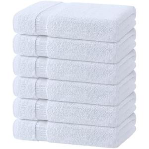 Wealuxe White Bath Towels 24x50 Inch, 6 Pack - Extra Absorbent Cotton Towel Set for Bathroom