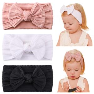 jollybows Baby Girl Headband Bows Nylon Head Wraps Newborn Hairbands Infant Toddler Hair Bow (1- Black White Pink)