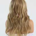 Highlight Blonde Wig 18 Inch Medium Length Wavy Glueless Ombre Mixed Brown Honey Blonde Lace Front Wig Pre Plucked HD 13x4 Synthetic Lace Front Wigs for Women
