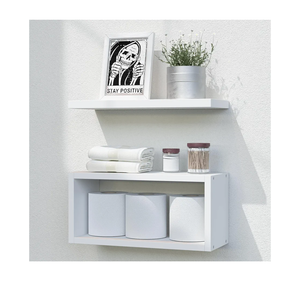 RICHER HOUSE Floating Shelves Bathroom, White Floating Shelves for Wall, Above Toilet Bathroom Shelves, Wall Mounted Hanging Shelves for Bedroom, Kitchen, Living Room Decor - White