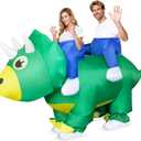Eyourlife 2025 Couple Inflatable Dinosaur Costume, Funny Triceratops Blow Up Costume, 2 Person Riding Costume for Adults Take Photos, Halloween, Cosplay, Dinosaur Theme Parties & Festivals