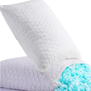 Shredded Memory Foam Pillows for Sleeping,Bed Pillows Queen Size Set of 2 Pack Cooling Adjustable,Good for Side and Back Sleeper with Washable Removable Cover (White)