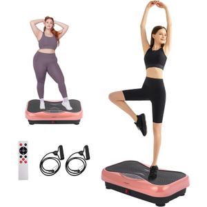 Whole Body Vibration Plate Exercise Machine Power Vibrating Plate for Lymphatic Drainage Weight Loss, Shake Plate Exercise Platform with Touch Screen & Resistance Bands, Equipment for Women Men