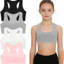 Girls Training Bras, 4-6 Pack Racerback Sports Bra for Teens Age 8-14 Years, Ultra Comfort Soft Everyday Underwear