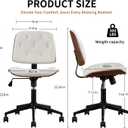 Armless Rolling Office Desk Chair, Adjustable Height Computer Chair, White, Button Style