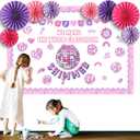 2 x Eersida 88 Pcs Pink Disco Bulletin Board Decorations with Paper Fans Back to School Classroom Bulletin Board Set Musical Note Record Bow Cutouts for Holiday School Wall Door Decor (Pink Disco)