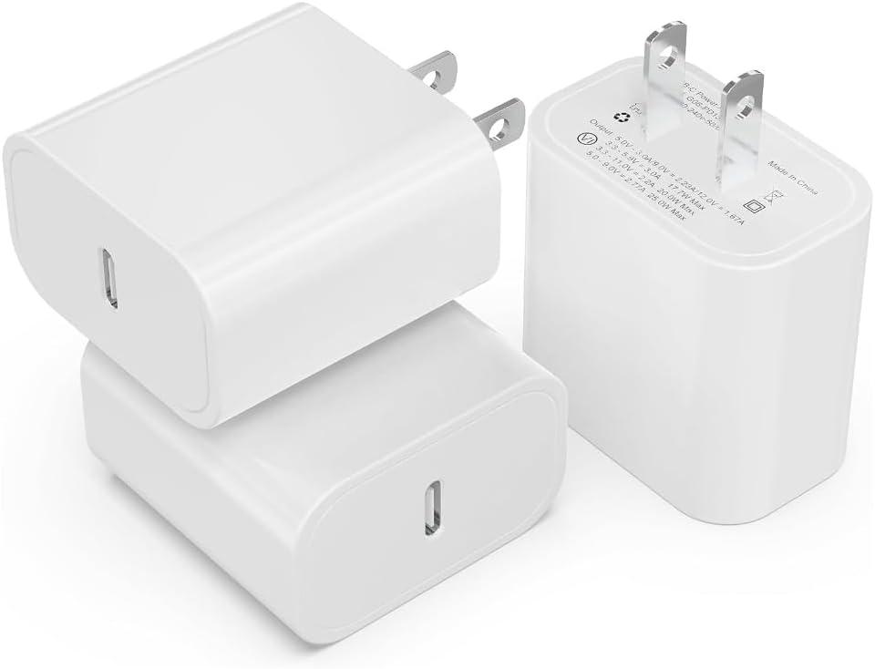 3 Pack USB C Charger Block, iGENJUN Phone 17 16 Chargers Block 20W PD Power Adapter, USB C Wall Charger Compatible with Phone 17/17Pro/17Pro Max/17Air/16/15/14/13,Xs/X, Pad, Galaxy and More, White