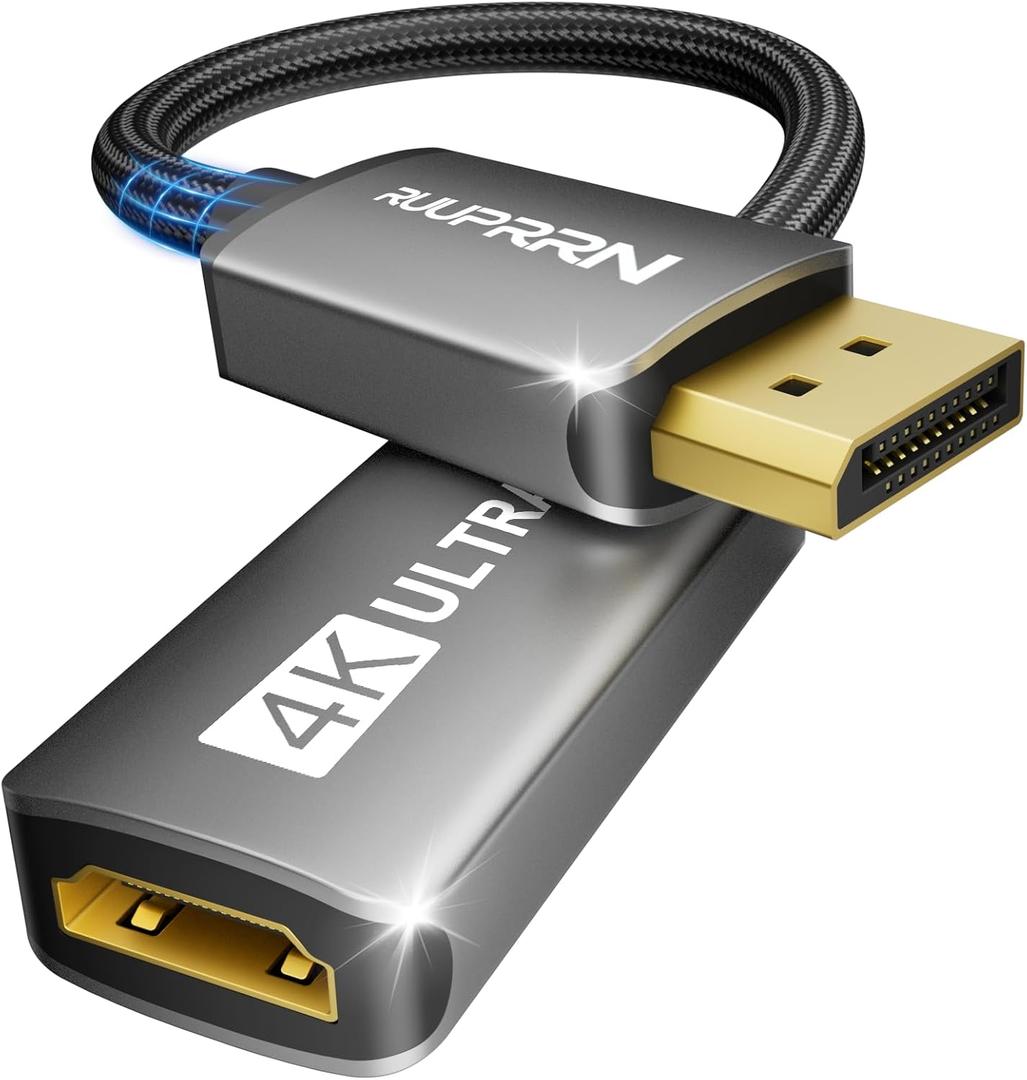 Active 4K@60Hz Display Port to HDMI Adapter (1440P/2K@120Hz) Unidirectional DP 1.2 Source to HDMI 2.0 Display Converter, DisplayPort Male to HDMI Female Adapter for NVIDIA, AMD,Desktop,Gaming Monitor