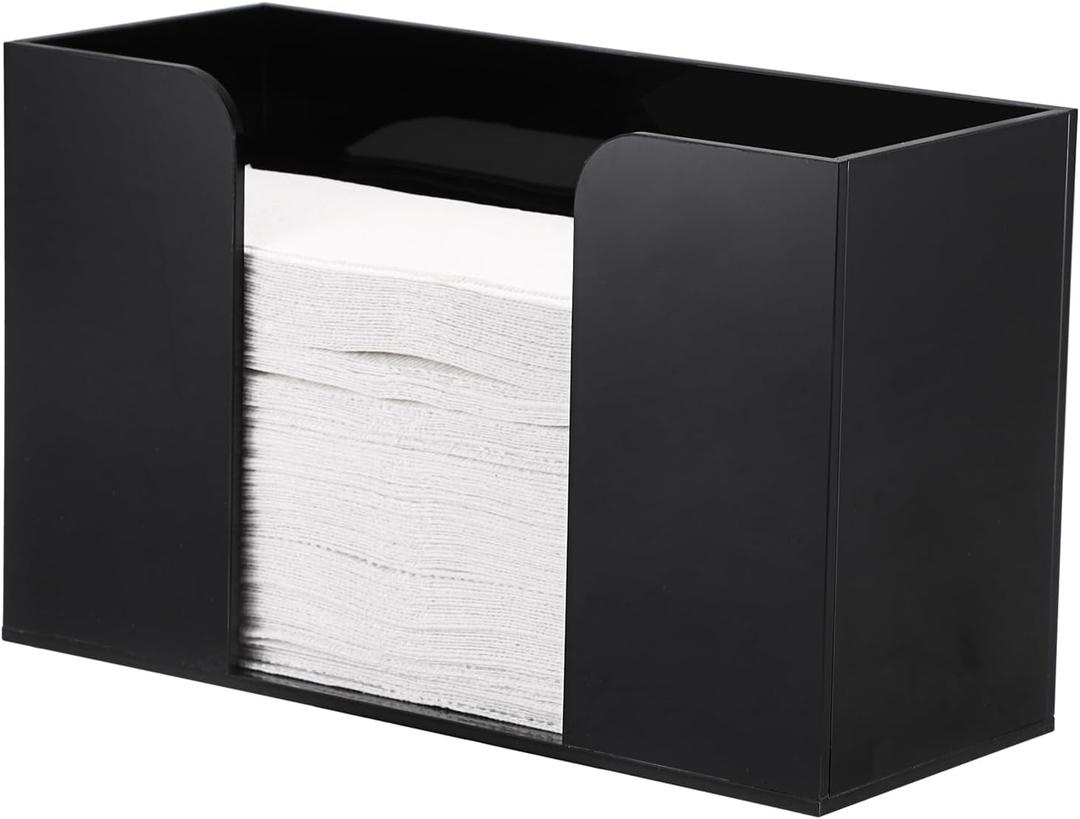 Sumnacon Folded Paper Towel Holder, Acrylic Countertop Paper Towels Dispenser for Bathroom Toilet Kitchen Restaurant, Black Modern Napkin Holder Organizer for Multifold C-Fold, Trifold Hand Towels