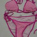 Women Two Piece Swimsuit Sexy Swimwear Halter String Triangle Bikini Sets (Medium, Rose Red)