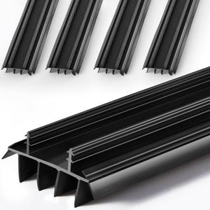 Pushglossy 4 Pcs Replacement Door Bottom with Vinyl Fins 36" Long 1 3/4" Wide Threshold Seal Bottom of Door Weatherstrip Kerf Weather Stripping for 7/8" Between Barbs (Black)