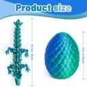 4 Pack 3D Printed Dragon Egg, Small Eggs with Dragon Inside, Articulated Crystal Dragon Fidget Toy, Desk Decor Pet, Mystery Figure Decor (Blue+Green+Candy+Gold)
