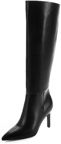 Easyfox Knee High Boots Women Pointed Toe Tall Boots 3 In Stiletto High Heel Long Boots Side Zipper Dress Knee High Boots 9