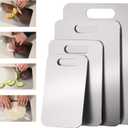 4 Packs Stainless Steel Cutting Boards Set for Kitchen, 304 Steel Metal Chopping Boards for Meat, Fruits & Break, Non-Slip, Dishwasher Safe (15.3"x11", 13.4"x9", 11.8"x8", 9.5''x5.9'')