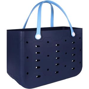 PoVwlty Rubber Beach Bag for Men & Women, Water-resistant Travel Tote Bag for the Beach Boat Pool