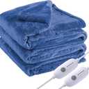Electric Heated Blanket Queen Size 84"90" Dual Control, 5 Heating Settings & 10Hs Auto Off, Overheat Protect, Energy Efficient, for Sofa & Bed, Machine Washable, Denim Blue