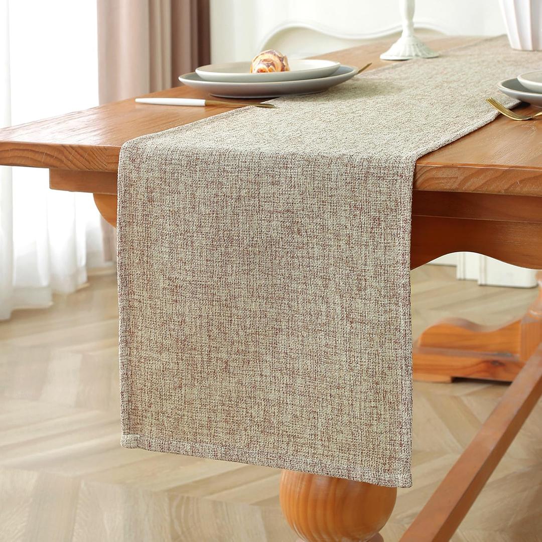 Laolitou Light Brown Table Runners 72 Inches Long, Burlap Linen Texture Farmhouse Boho Table Runner, Rustic Dining Table Decor Long (13x72 Inches, Light Brown)