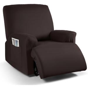 TAOCOCO Oversized Recliner Chair Covers 4-Pieces, Stretch Recliner Cover for Large Recliner Washable Reclining Chair Cover Polyester Soft Fabric Furniture Protector (Oversized Recliner, Coffee)