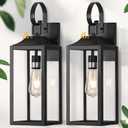 19" Large Dusk to Dawn Outdoor Lighting 2 Pack, Black Sensor Porch Lights Exterior Lighting Fixtures, Modern Wall Lantern Outdoor Wall Lights Waterproof Wall Sconce Lamp for House, Doorway, Garage