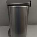 Amazon Basics Smudge Resistant Rectangular Trash Can With Soft-Close Foot Pedal, Brushed Stainless Steel, 50L/13.2 Gal, 16.7x14.7x25.9 in, Satin Nickel Finish