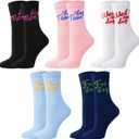 Thin Fun Socks for Women, Cute Crew Socks, Women's Novelty Socks5 PairsIdeal for Christmas, Holiday Gifts Size 6-10