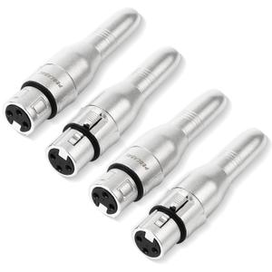 XLR 3 Pin Female to 1/4" 6.35mm Female Jack Socket Audio Adapter, Professional Grade Conversion Adapters, Audio Cable Mic Cord Adapter Plug, Silver 4-Pcs