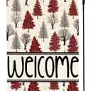 Christmas Tree Garden Flag 12x18 Inch Double Sided Outside, Welcome Winter Xmas Holiday Outdoor Seasonal Yard Decoration