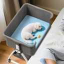 Bedside Dog Bed, 6-Height Adjustable Elevated Cat Bed for Small & Medium Puppy & Cat, Extension for Human Bed, Pet Bassinet with Removable & Washable Cover, Dogs Couch with Sides (30" L x 21" W)