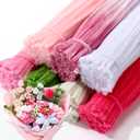 DaisyInner 700 Pcs Pastel Pipe Cleaners Bulk Chenille Stems Flower Craft Gradient Colored Fluffy Fuzzy Decor for DIY Art Project Creative School Classroom Supplies(Pink Theme)