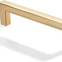 khtumeware 2 Pack 4 inch(102mm) Hole Center Brushed Gold Cabinet Pulls Solid Heavy-Duty Square Matte Gold Cabinet Handles Drawer Pulls Kitchen Cabinet Hardware Kitchen Handle