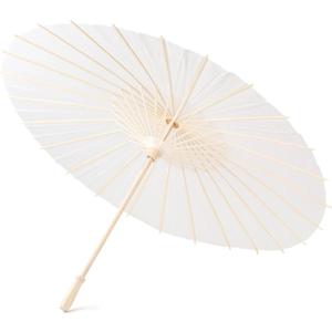 MEIKLE 33 inches Paper Parasol Paper Umbrellas for Weddings Chinese Japanese White Umbrella DIY Painting Decorative (1 Pcs)