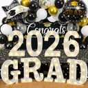 9 LED Marquee Letter Lights Grad 2026 Sign, Grad 2025/6 Light up Letters for graduation decorations, Class of 2026 Lights Decoration for High School Senior College Graduation Party Favor Supplies