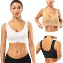 BESTENA Sports Bras for Women, Seamless Comfortable Yoga Bra with Removable Pads (4X-Large, 03-3 Pack Black Nude White)