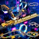 Slot Car Race Track Sets for Boys Age 4 5 6 7 8-12, Electric Race Car Track with 4 High-Speed Racing Car, Dual Racing Game Lap Counter Circular Overpass Track, Christmas Birthday Gifts Toys for Kids