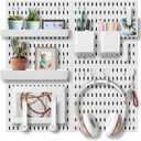 EVDBOBO Wall Organizer Peg Board - Elevate And Declutter Your Gaming And Office - Create A Perfectly Structured Space (White, 2"D x 11.8"W x 11.8"H)