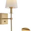 Gold Wall Sconce Lighting Modern Wall Sconce, Modern Bathroom Vanity Light Fixture Dimmable with On Off Dimmer Switch Linen Fabric Shade for Living Room Hallway Bedroom (1 Pack)