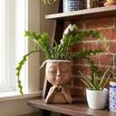 Face Planter Pot with Heart Hands, Resin Head Planter for Indoor Plants, Cute Succulent Pots with Drainage Hole, Gardening Gifts for Women Mom Teacher, 7.3" Home Decor (Brown)