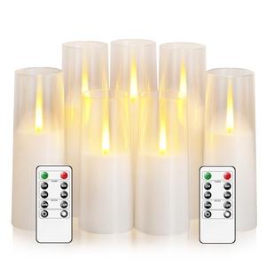 kakoya Flameless LED Candles Upgraded Realistic Flickering Flame,7Pcs Battery Operated Candles with Remote Timers,LED Pillar Candles for Home Decor,Christmas,and Parties（White）