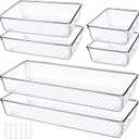 6 PCS Clear Plastic Drawer Organizer, Large 15" X 6" 3-Size Acrylic Stackable Kitchen Drawer Storage Tray, Bathroom Drawer Organizer Trays, Storage bins for Cosmetics Bathroom Kitchen Office (15''+9''+6'' (6 Pack))
