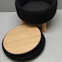 Ottoman Foot Rest, Small Round Ottoman with Storage, Boucle Teddy Velvet Footstool with Wood Legs, Soft Sponge Storage Ottoman for Living Room, Bedroom, Couch, Enterway (Black)