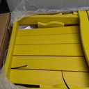 Folding Adirondack Chairs with Wood Texture, HDPE Adiorndack Outdoor Chairs - Adirondack Patio Chairs with Cup Holder-Lemon Yellow