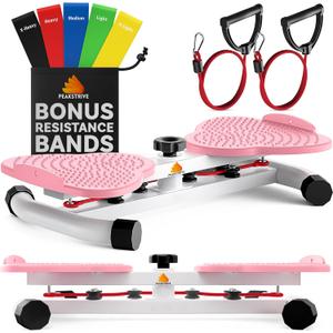 Waist Twister Machine Exercise with 5 Resistance Bands, Ab Twister Board for Weight Loss, Waist Twister with 300lbs Capacity, Noiseless and Anti-Slip - Home Gym Equipment for Women (PINK)