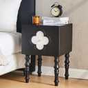 CozyDH Medieval Modern Solid Wood Nightstand - 23" Black Nightstand with Storage and Wooden Legs for Bedroom,Living Room Sofa