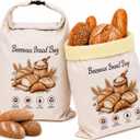 2 Pack Beeswax Bread Bags for Sourdough, 17.3 x 13 in, Removable Liner | Reusable Cotton Linen Outer Bag with Beeswax Inner Liner for Homemade Bread and Fresh Loaf Storage