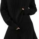 MakeMeChic Women's Sweater Skirt Sets 2 Piece Outfits Ribbed Knit Mock Neck Sweater Pullovers A Line Mini Skirt Set, Size L
