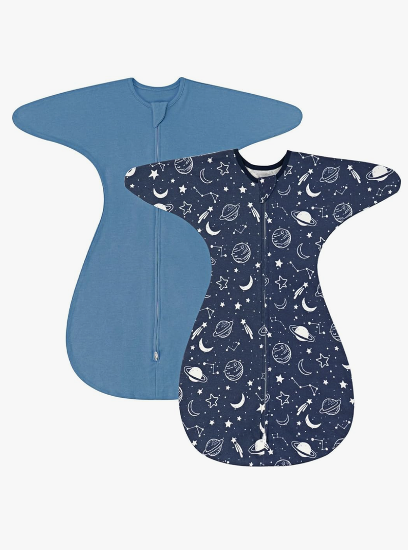 ZIGJOY Baby Transitional Swaddles for Newborns: 0.5 Tog Arms Up Sleep Sack 12 Months Soft Cotton Shark Fin 2 Way Zipper